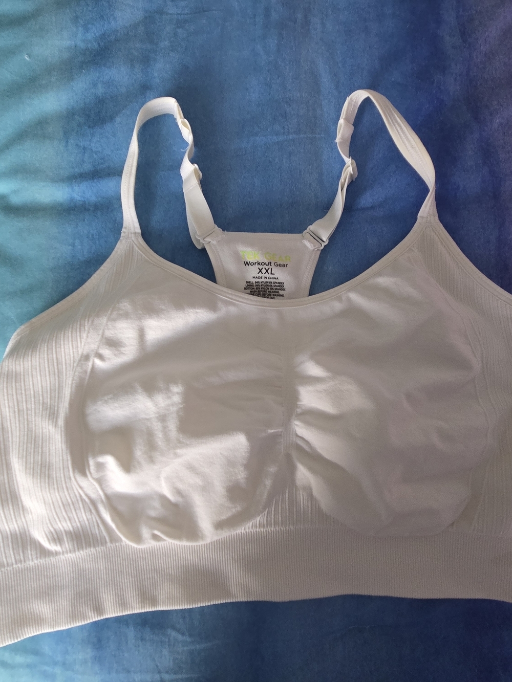 tek gear White workout bra with adjustable straps